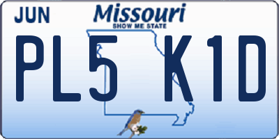 MO license plate PL5K1D