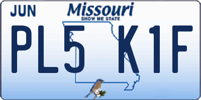MO license plate PL5K1F