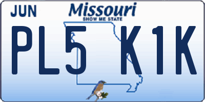 MO license plate PL5K1K