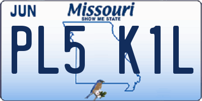 MO license plate PL5K1L