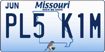 MO license plate PL5K1M