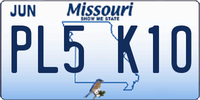 MO license plate PL5K1O