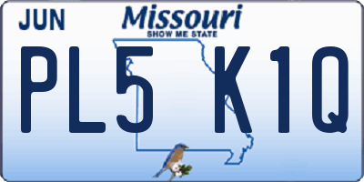 MO license plate PL5K1Q
