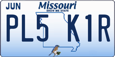 MO license plate PL5K1R