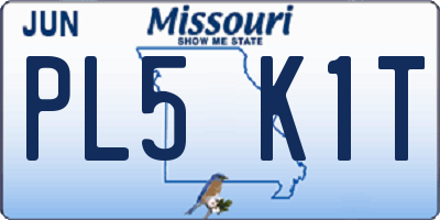 MO license plate PL5K1T