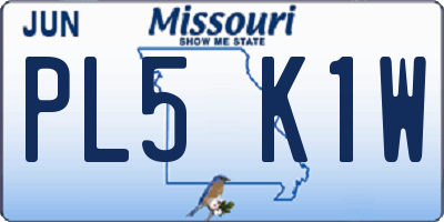 MO license plate PL5K1W