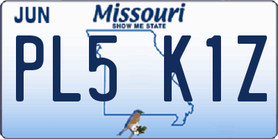 MO license plate PL5K1Z