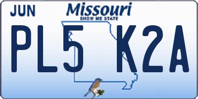 MO license plate PL5K2A