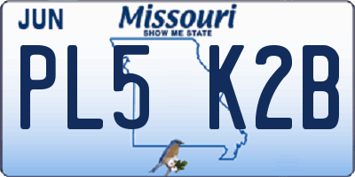 MO license plate PL5K2B