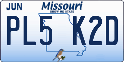 MO license plate PL5K2D