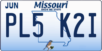 MO license plate PL5K2I