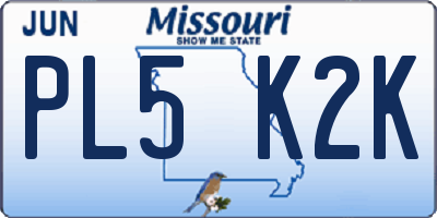 MO license plate PL5K2K