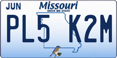 MO license plate PL5K2M