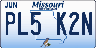 MO license plate PL5K2N