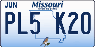 MO license plate PL5K2O