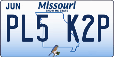 MO license plate PL5K2P