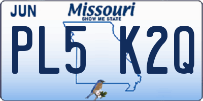 MO license plate PL5K2Q
