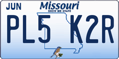MO license plate PL5K2R