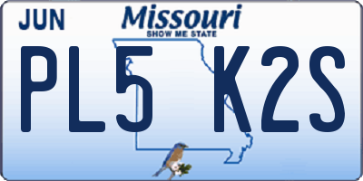 MO license plate PL5K2S