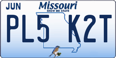 MO license plate PL5K2T
