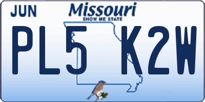 MO license plate PL5K2W