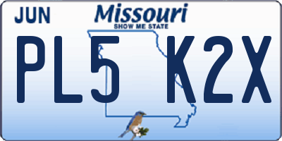 MO license plate PL5K2X