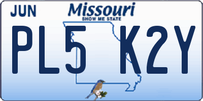 MO license plate PL5K2Y
