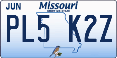MO license plate PL5K2Z