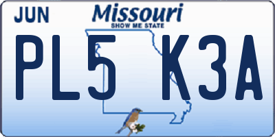 MO license plate PL5K3A
