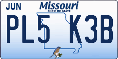 MO license plate PL5K3B