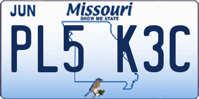 MO license plate PL5K3C
