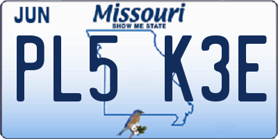 MO license plate PL5K3E