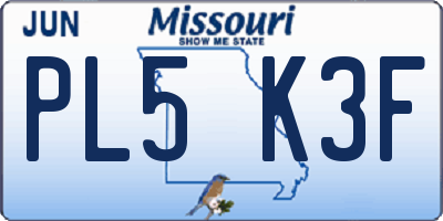MO license plate PL5K3F