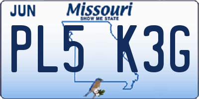 MO license plate PL5K3G