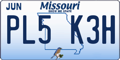 MO license plate PL5K3H