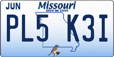 MO license plate PL5K3I