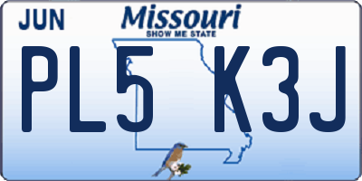 MO license plate PL5K3J