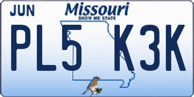 MO license plate PL5K3K