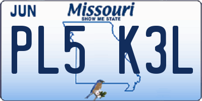 MO license plate PL5K3L