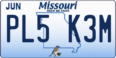 MO license plate PL5K3M