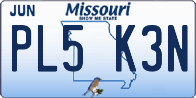 MO license plate PL5K3N
