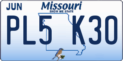 MO license plate PL5K3O