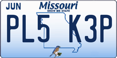 MO license plate PL5K3P
