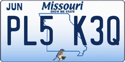 MO license plate PL5K3Q