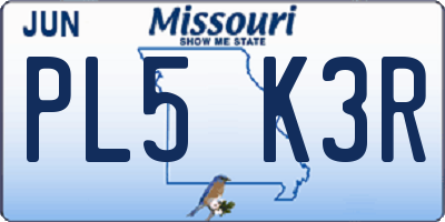 MO license plate PL5K3R