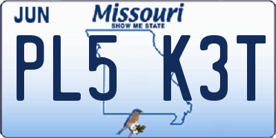MO license plate PL5K3T