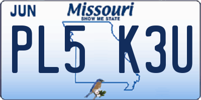 MO license plate PL5K3U