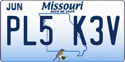 MO license plate PL5K3V