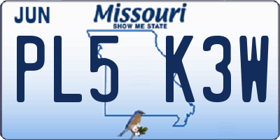 MO license plate PL5K3W