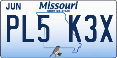 MO license plate PL5K3X
